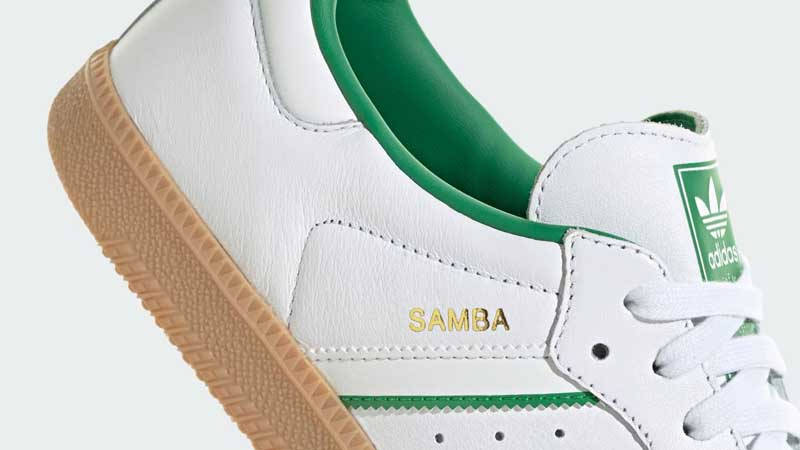 adidas Samba OG Crystal White Green Closeup