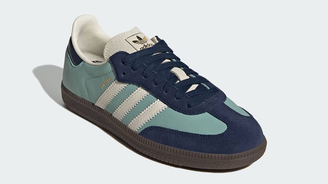 adidas gazelle silver green womens Adidas Samba White Crew Green Gum Shoes – Long Beach Skate Co main image 1