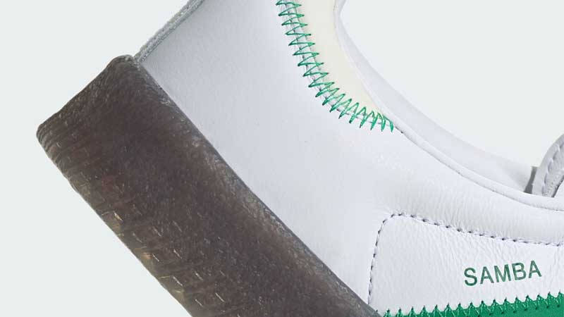 adidas Sambae Cloud White Green Closeup