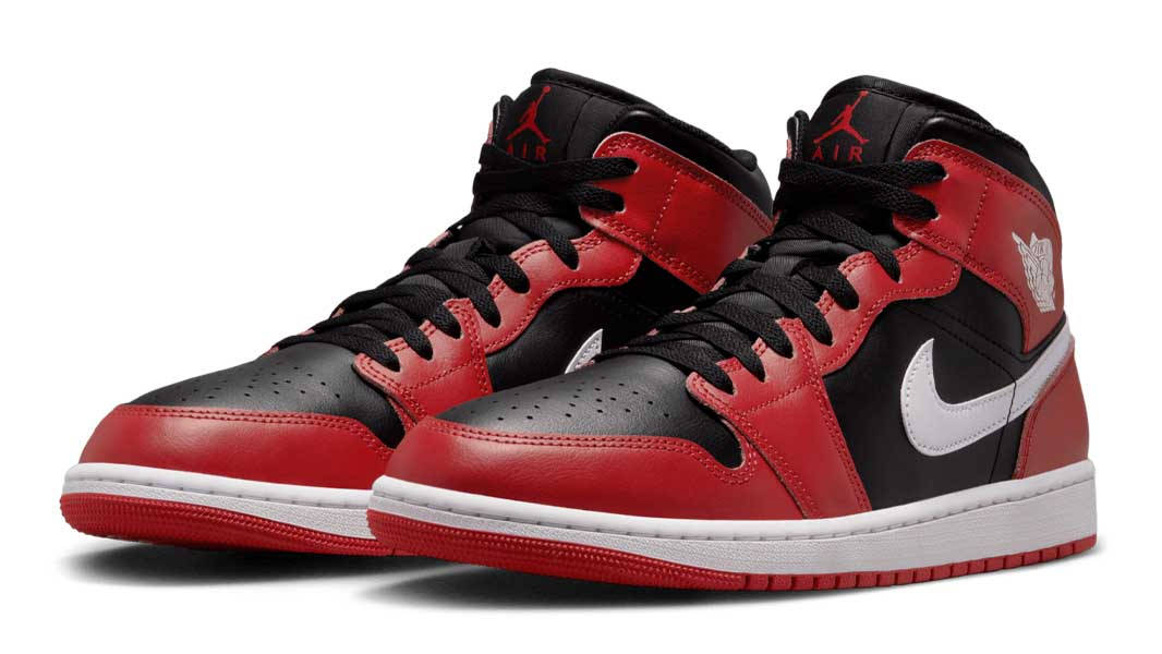 Air Jordan 1 Mid Black White Gym Red Front
