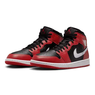 Air Jordan 1 Mid Black White Gym Red Front