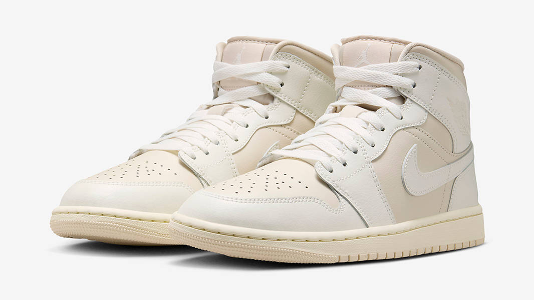 Air Jordan 1 Mid White Light Tan BQ6472-201 Side