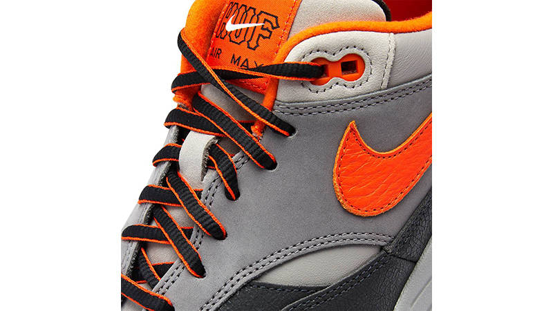 HUF x Nike Air Max 1 Brilliant Orange tongue