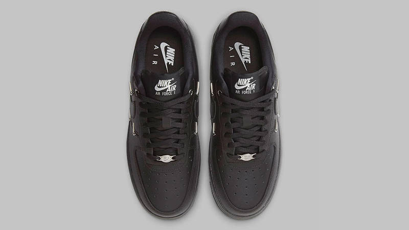Nike Air Force 1 Low Black Silver Mini Swoosh middle