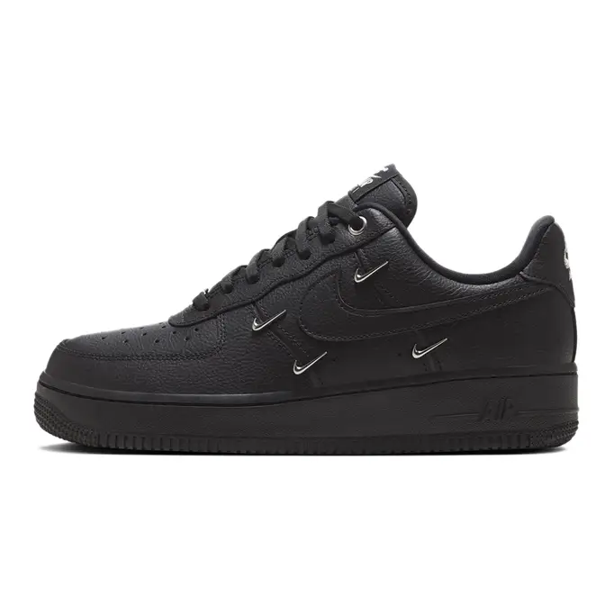 Nike Air Force 1 Low Black Silver Mini Swoosh | HQ1180-001 | The Sole ...