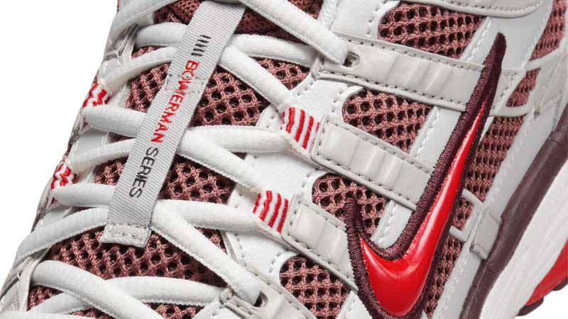 Nike P-6000 Metallic Summit White Fire Red Side Closeup