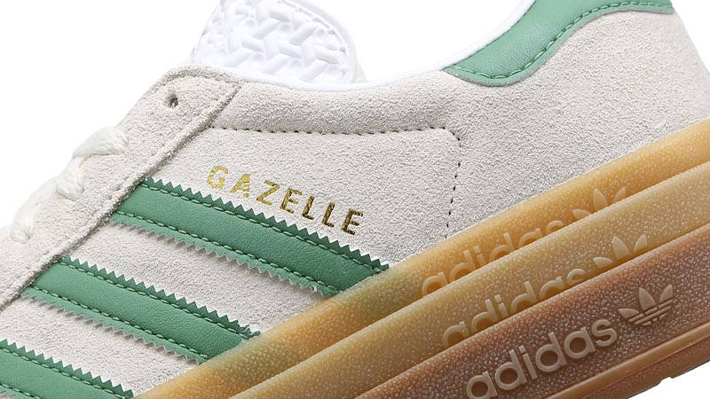 adidas Gazelle Bold Off White Preloved Green Closeup