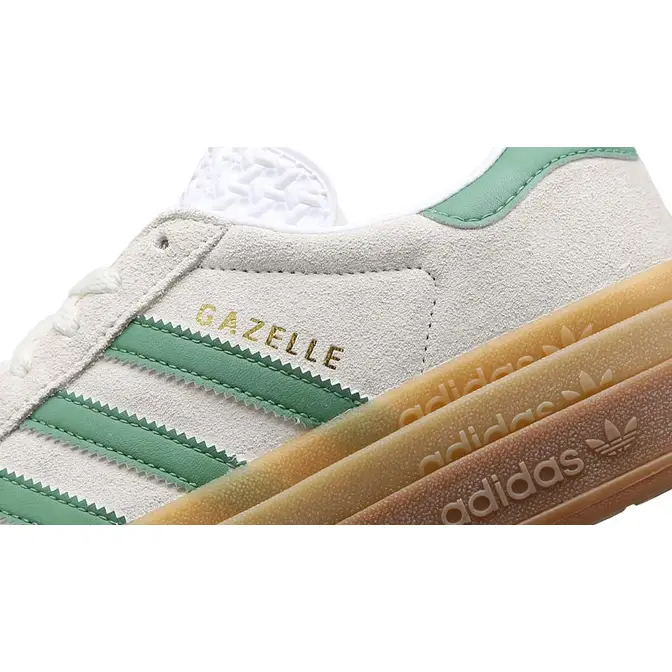 adidas Gazelle Bold Off White Preloved Green Closeup