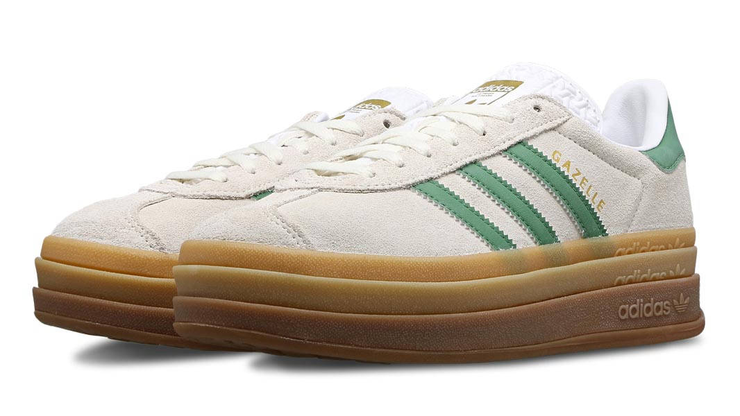 adidas Gazelle Bold Off White Preloved Green Front