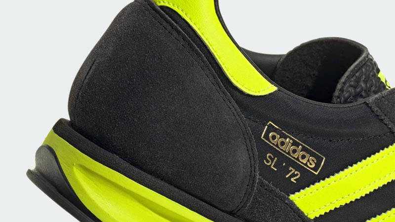 adidas SL 72 RS Black Solar Yellow Closeup