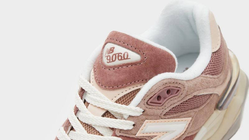 New Balance 9060 Burgundy White Closeup
