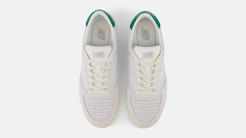 New Balance T500 ホワイト✕グリーン New Balance T500 - Unisex Premium Suede & Nubuck Tennis Shoe