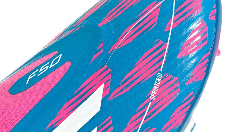 adidas F50 League Laceless FG Kids Blue Pink Closeup