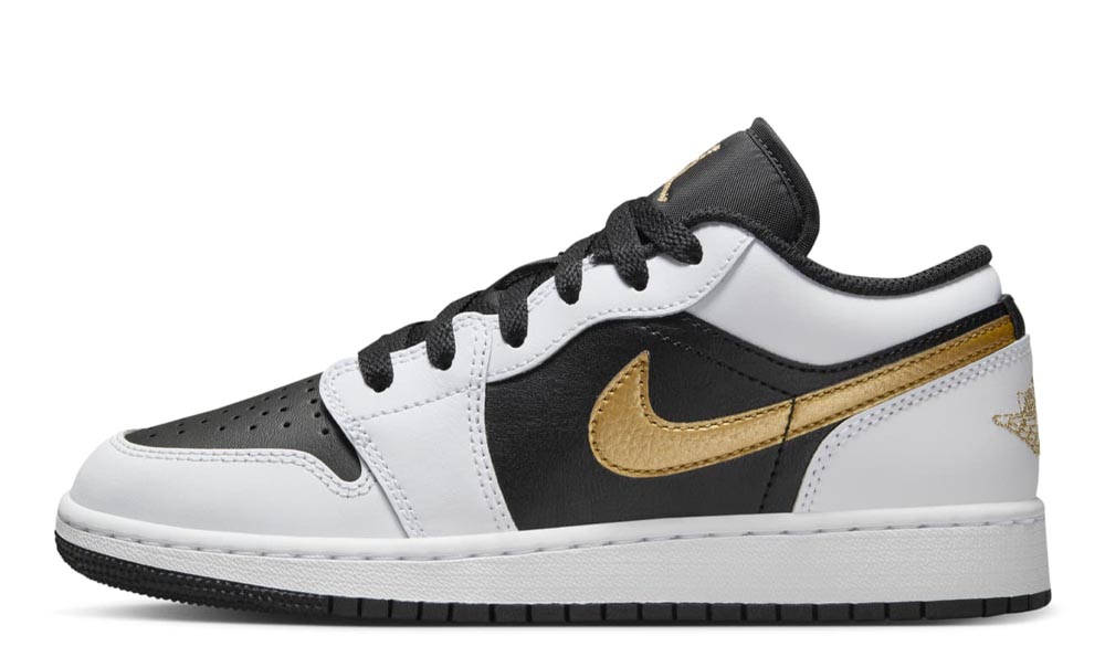 Air jordan 1 black white and gold best sale