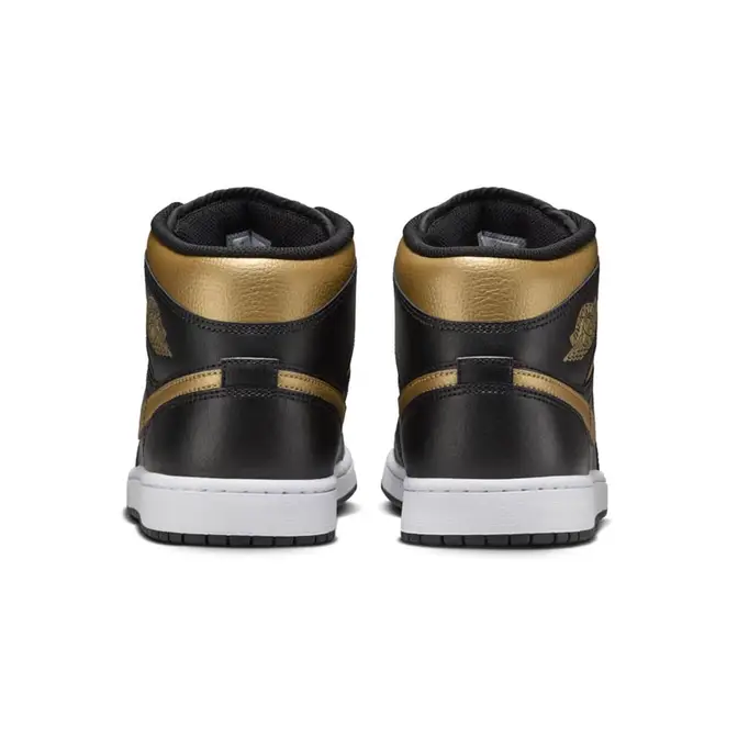 Air Jordan 1 Mid Black Metallic Gold Back