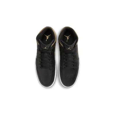 Air Jordan 1 Mid Black Metallic Gold Middle