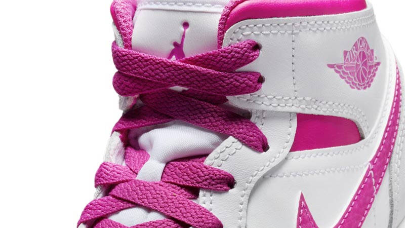 Air Jordan 1 Mid GS Fire Pink Top Closeup