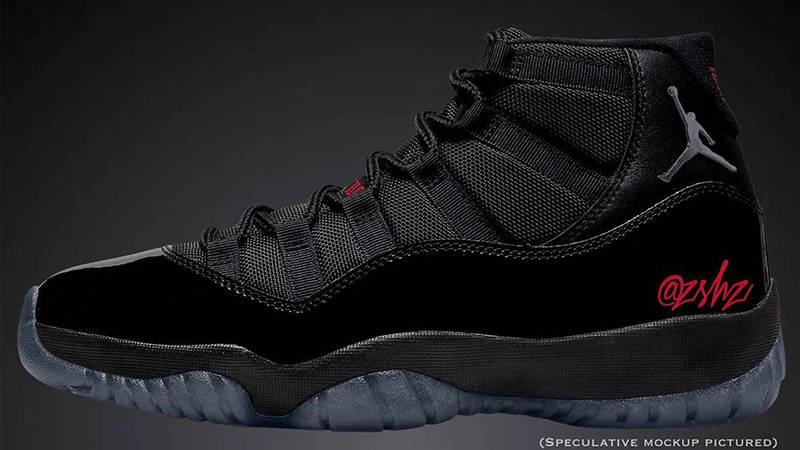 Air Jordan 11 Black Red Grey 2025 side