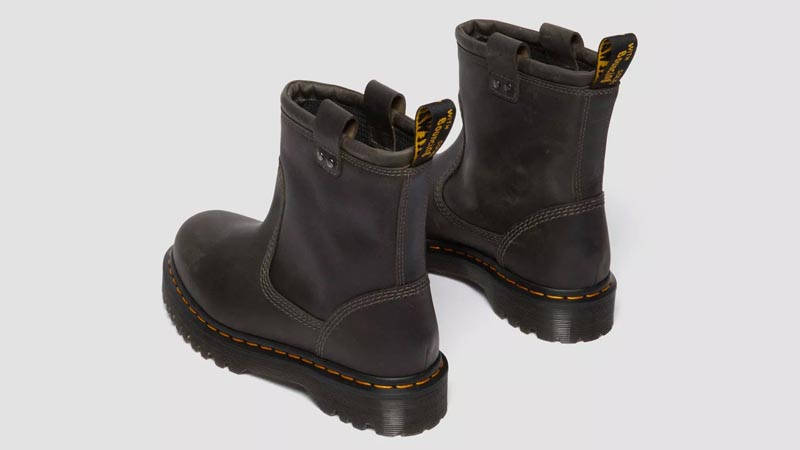 Dr. Martens Anistone Lo Leather Biker Boots Charcoal Grey Back