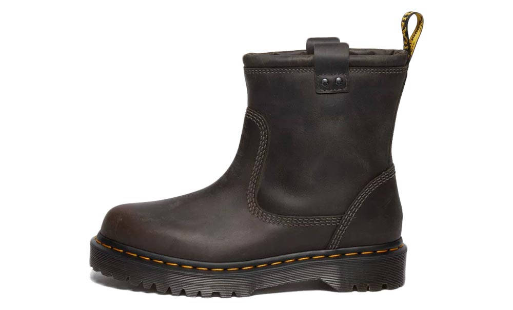 Dr. Martens Anistone Lo Leather Biker Boots Charcoal Grey