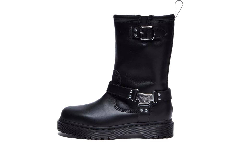 Dr. Martens Anistone Tall Leather Biker Boots Black