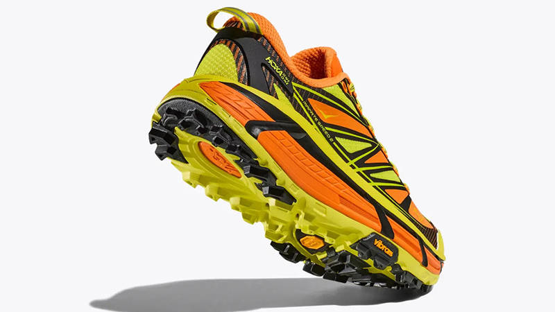 Hoka Mafate Speed 2 Electric Tangerine heel