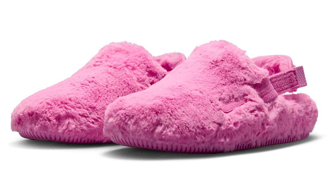 Nike Calm Mule Fuzzy Fur Playful Pink Front