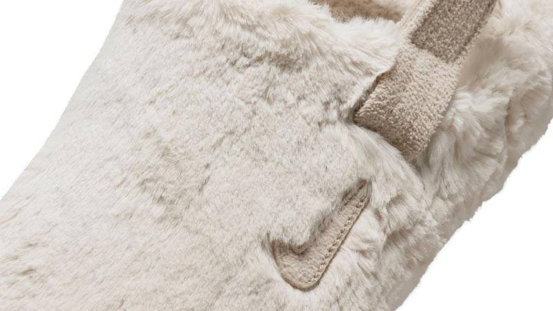 Nike Calm Mule Fuzzy Fur Sanddrift Closeup