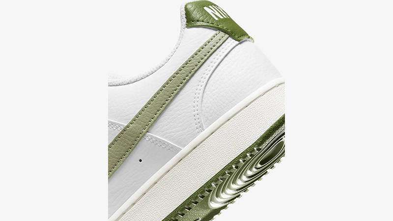 Nike Court Vision Low White Oli Green FJ5480-100 heel