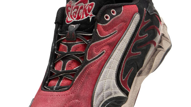 A$AP ROCKY x PUMA Inhale Distressed Pack Pop Red Closeup