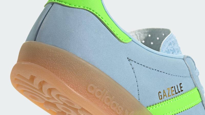 adidas Gazelle Indoor Clear Sky Solar Green Closeup