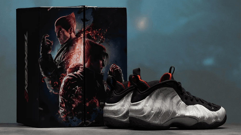 via Sneaker Politics First Look: The Tekken 8 x Nike Air Foamposite One "Jin Kazama"