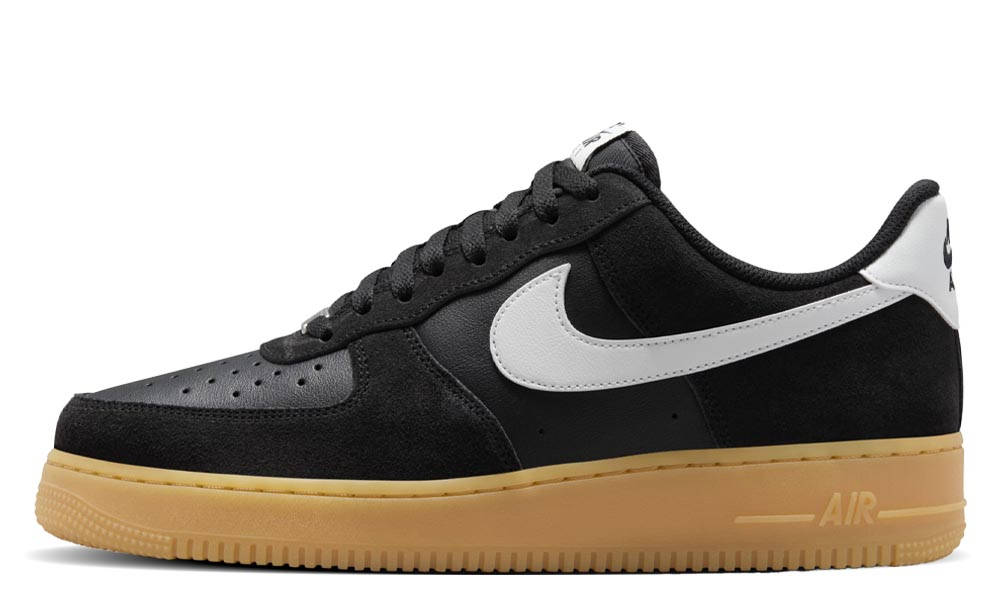 Nike Air Force Low Black Suede Gum FQ8714-004 The Sole Supplier - Main Image