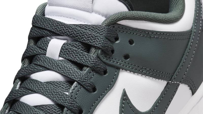 Nike Dunk Low White Vintage Green Side Closeup