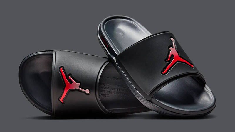 Red jordan slides deals
