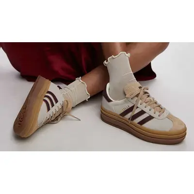 adidas Gazelle Bold Cream Maroon Front