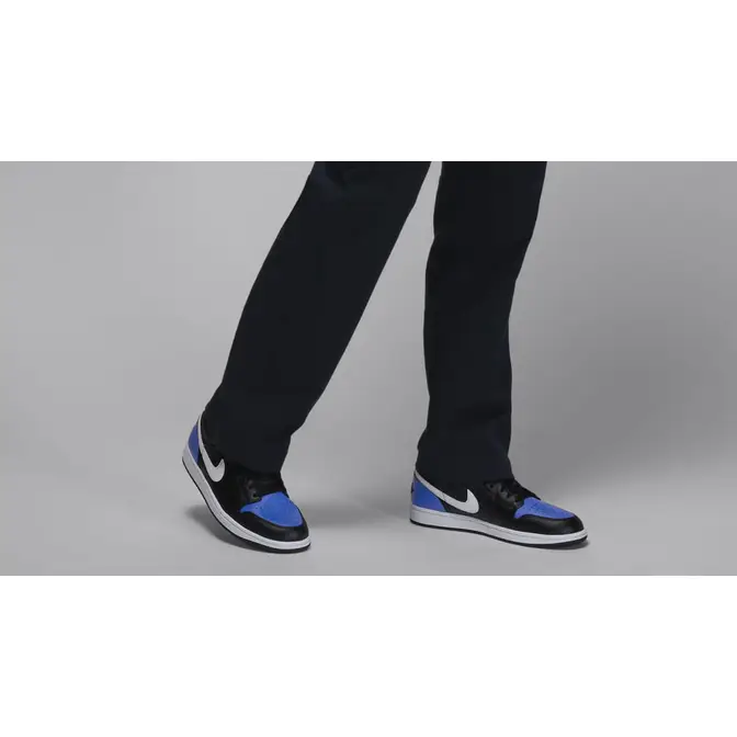 Air Jordan 1 Low Black Royal Toe On Foot