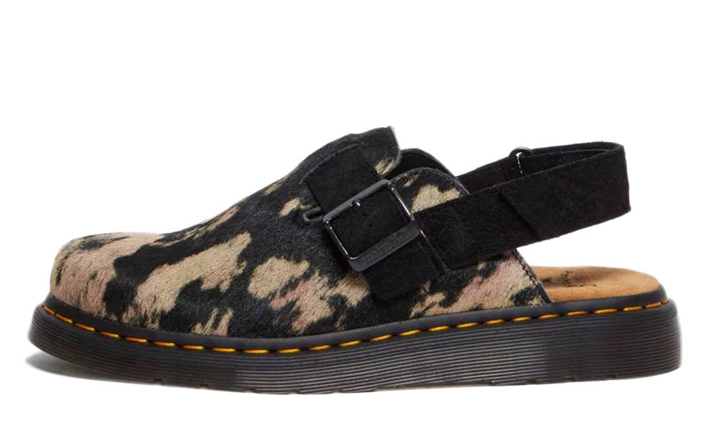 Dr. Martens Jorge II Contrast Hair-On Mules Black Beige 31889779