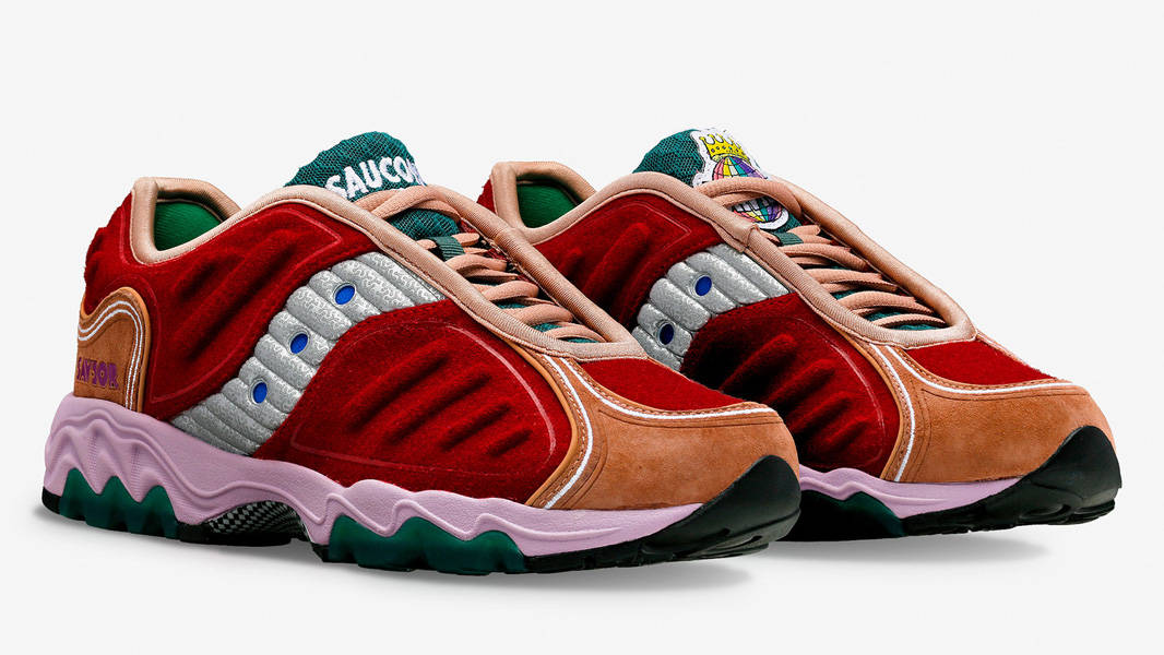 Jae Tips x Saucony Matrix Burgundy Front