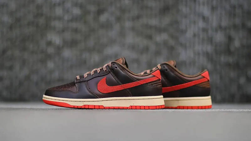 Nike Dunk Low Brown Red closeup
