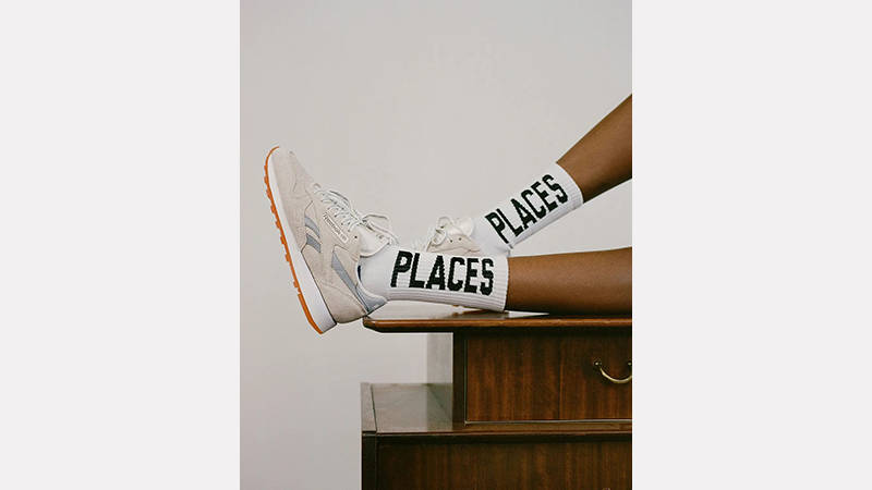 Places + Faces x Reebok Classic Chalk Silver on foot side