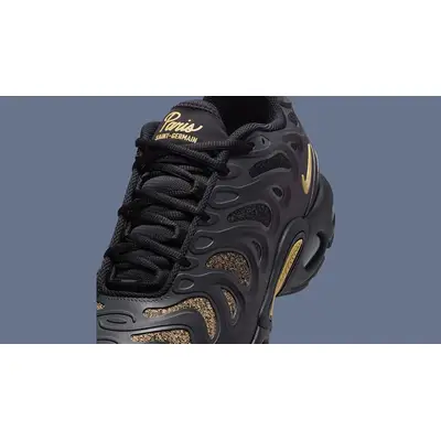 PSG x Nike TN Air Max Plus Drift Black Gold FZ4748-001 tongue