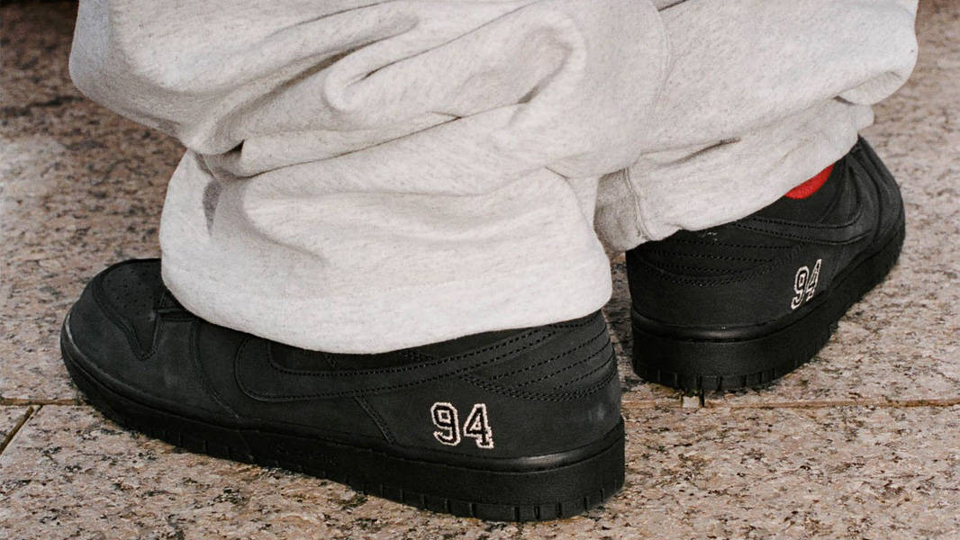 Any Means Supreme Dunk On Feet Supreme X Nike SB Dunk Low 94 Black