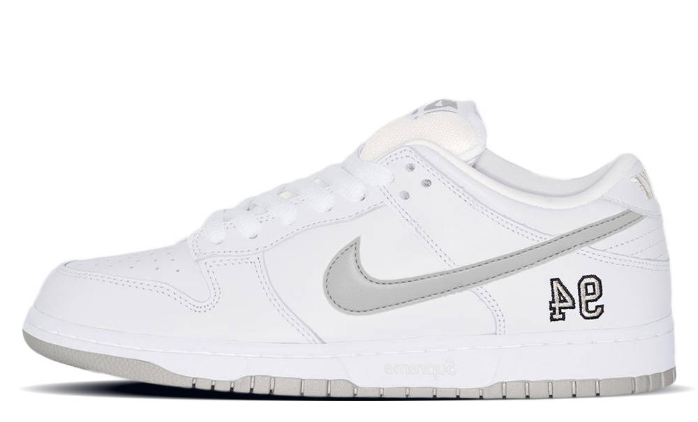 Supreme x Nike SB Dunk Low White | HQ8487-100 | The Sole