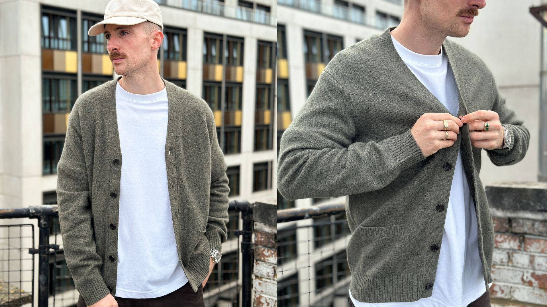 UNIQLO Olive Lambswool V Neck Cardigan