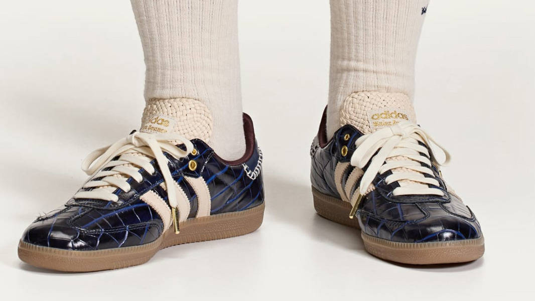 Wales Bonner x adidas Samba Collegiate Navy Wonder White On Foot