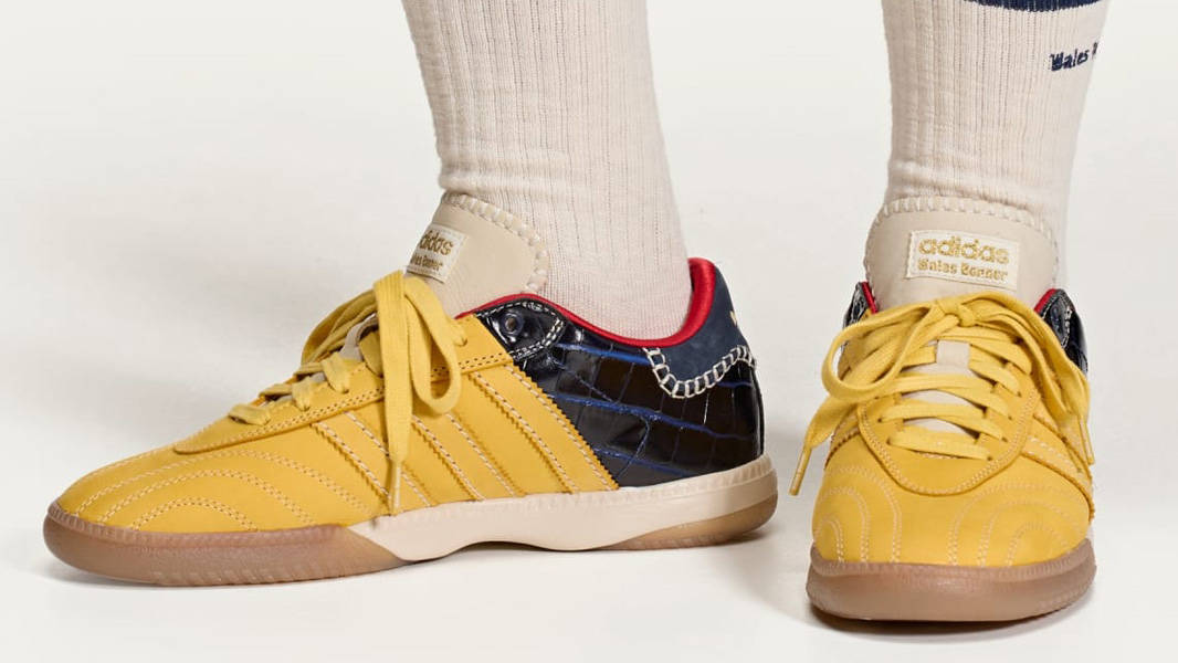 Wales Bonner x adidas Samba MN St Fade Gold Collegiate Navy On Foot