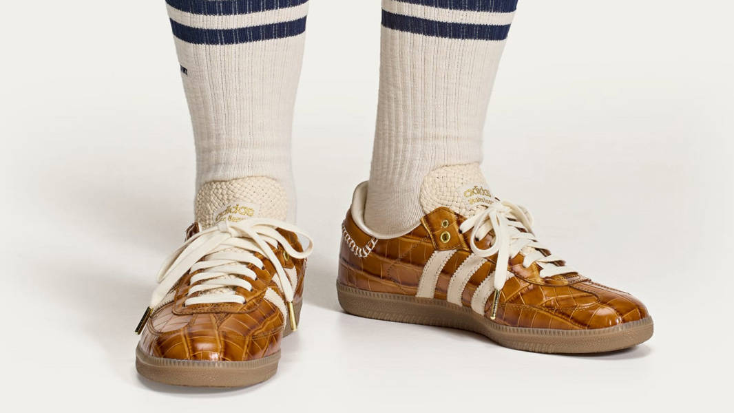 Wales Bonner x adidas Samba Night Brown Wonder White On Foot