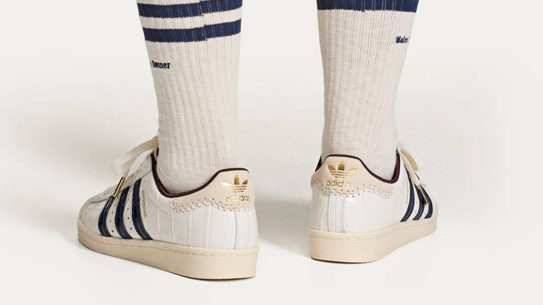 Wales Bonner x adidas Superstar Wonder White Collegiate Navy On Foot Back