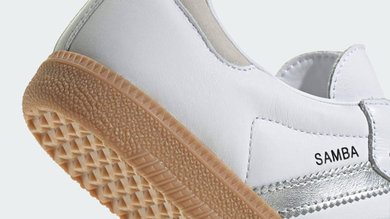 adidas Samba OG White Silver Metallic Grey Closeup